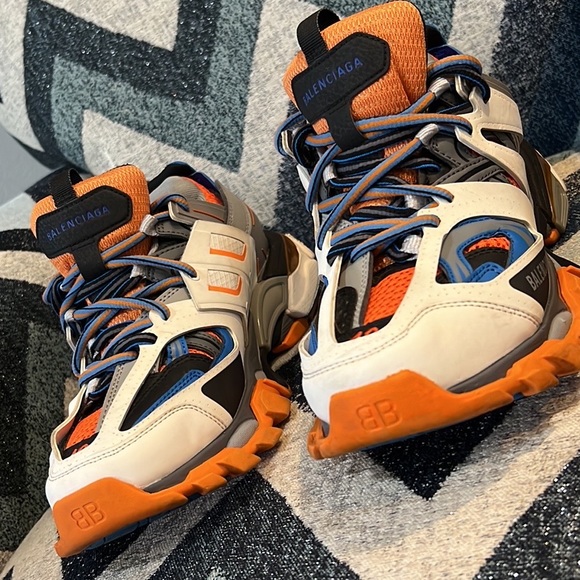 Balenciaga Men’s  Track Sneakers Orange Blue Size 7 EU 40  100% Authentic - Picture 6 of 8